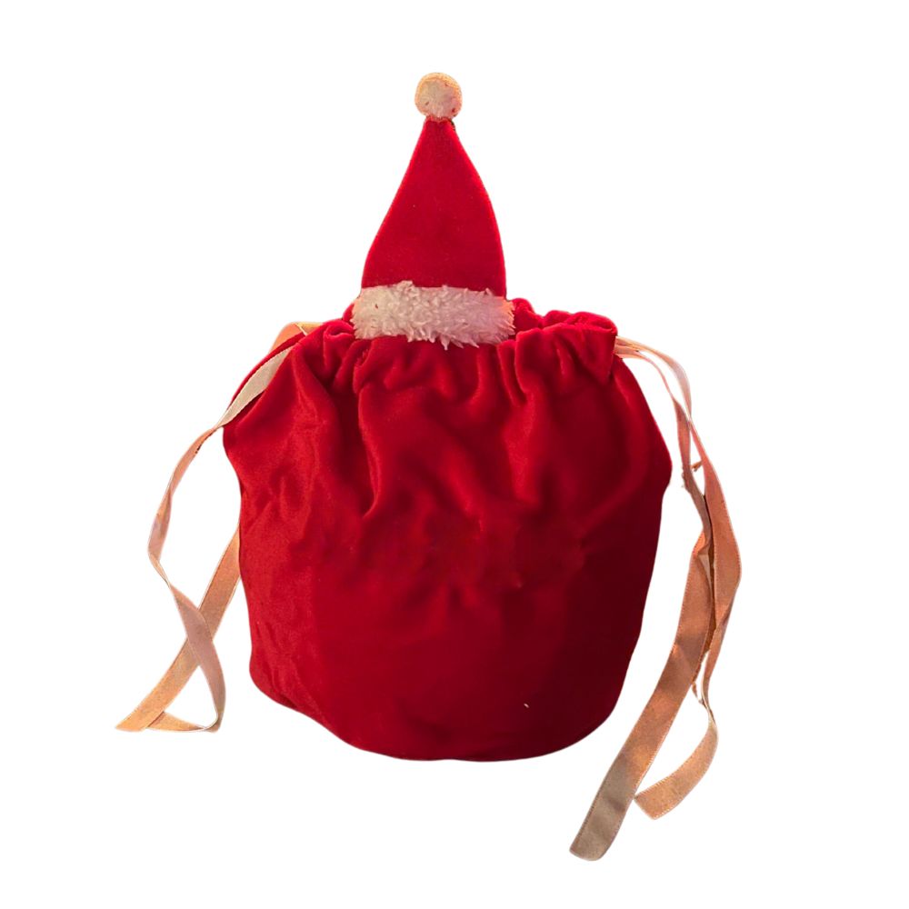 Personalised Red Drawstring Bag with Santa Hat