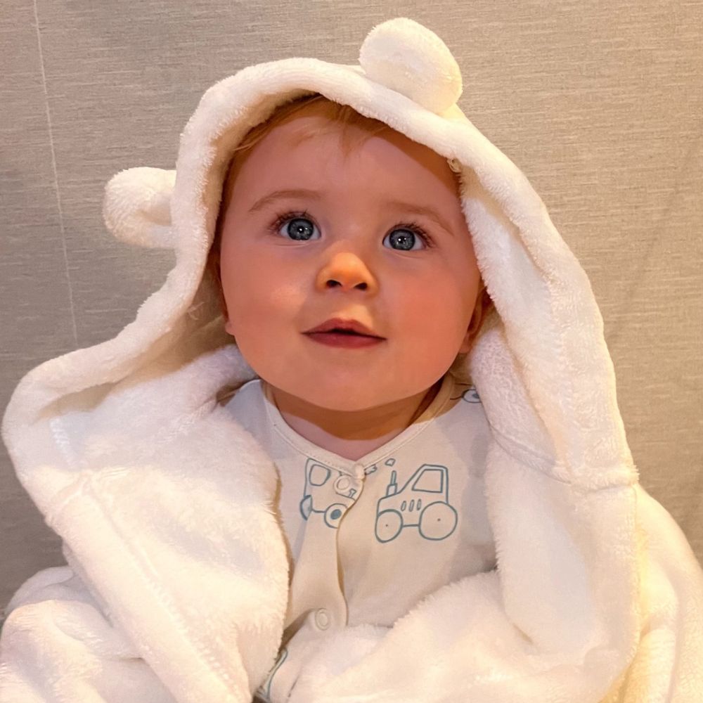 Personalised White Hooded Dressing Gown With Ears