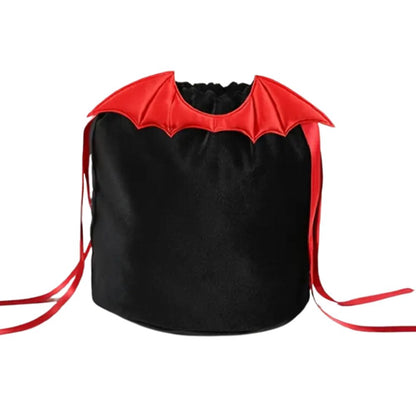 Personalised Black Drawstring Bag with Red Bat Wings