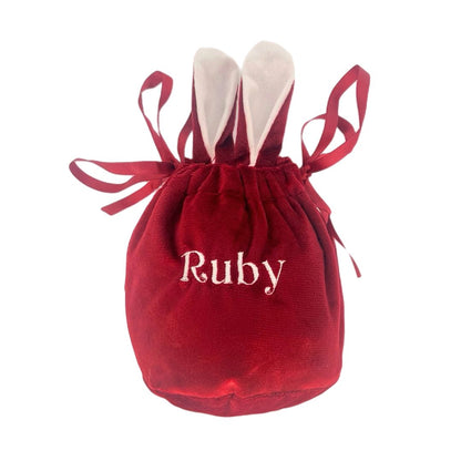 Personalised Red Drawstring Bunny Bag