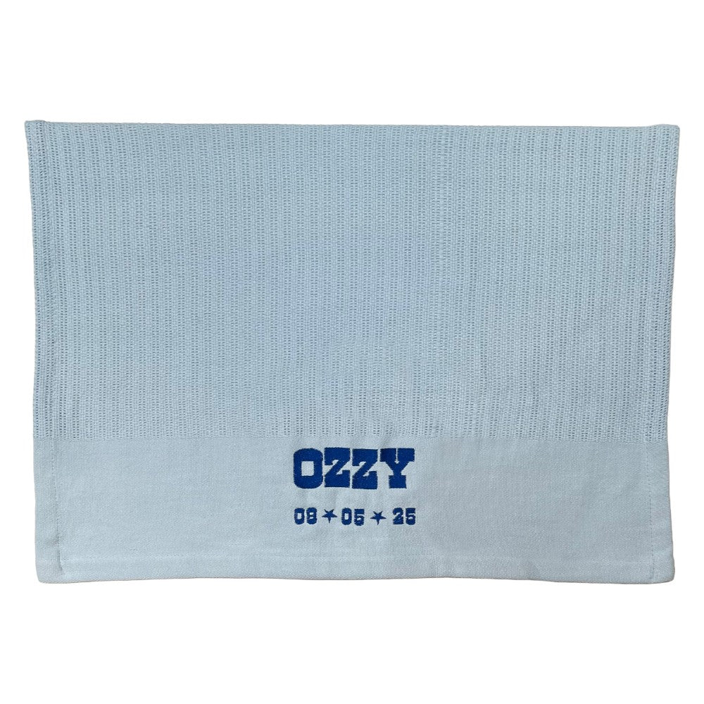 Personalised Blue Cellular Baby Blanket