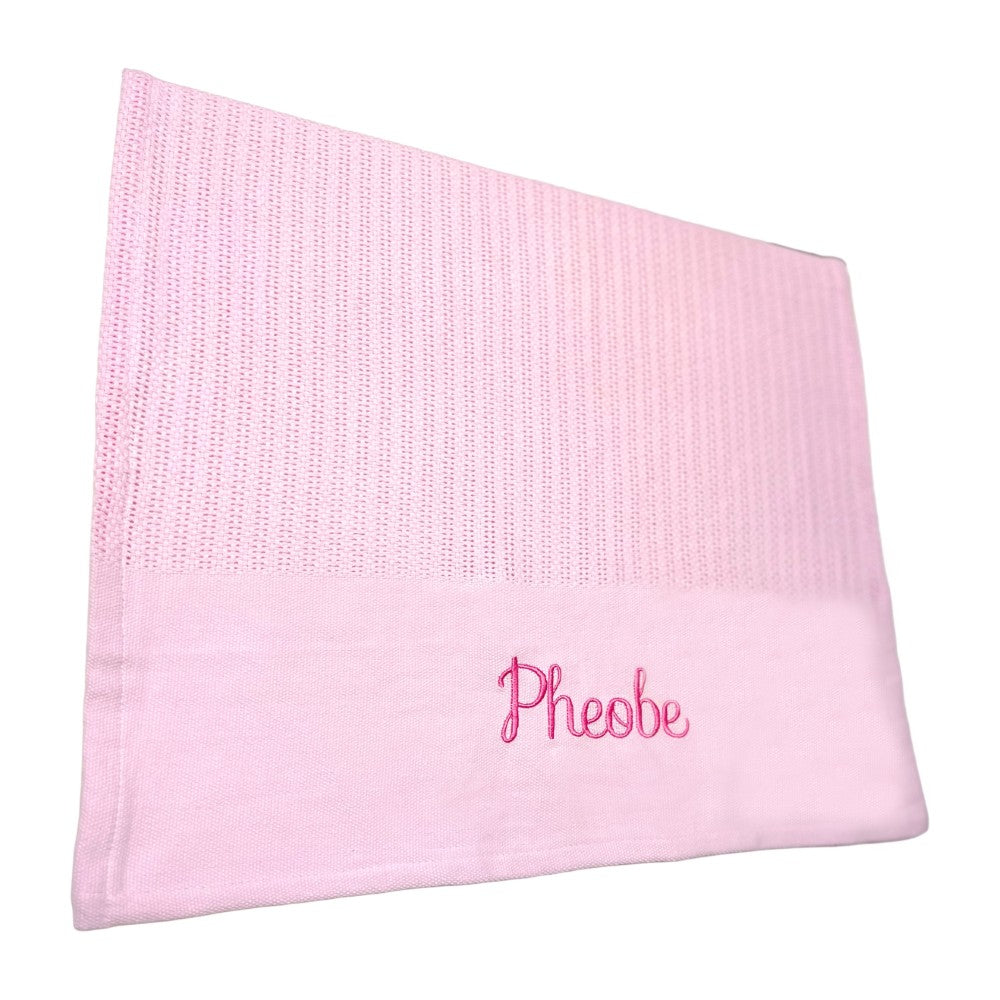 Personalised Pink Cellular Baby Blanket