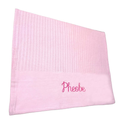 Personalised Pink Cellular Baby Blanket