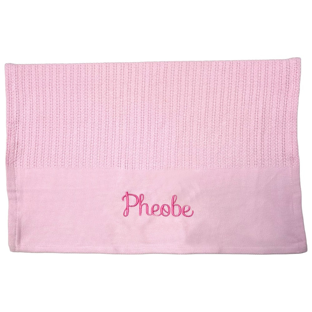 Personalised Pink Cellular Baby Blanket