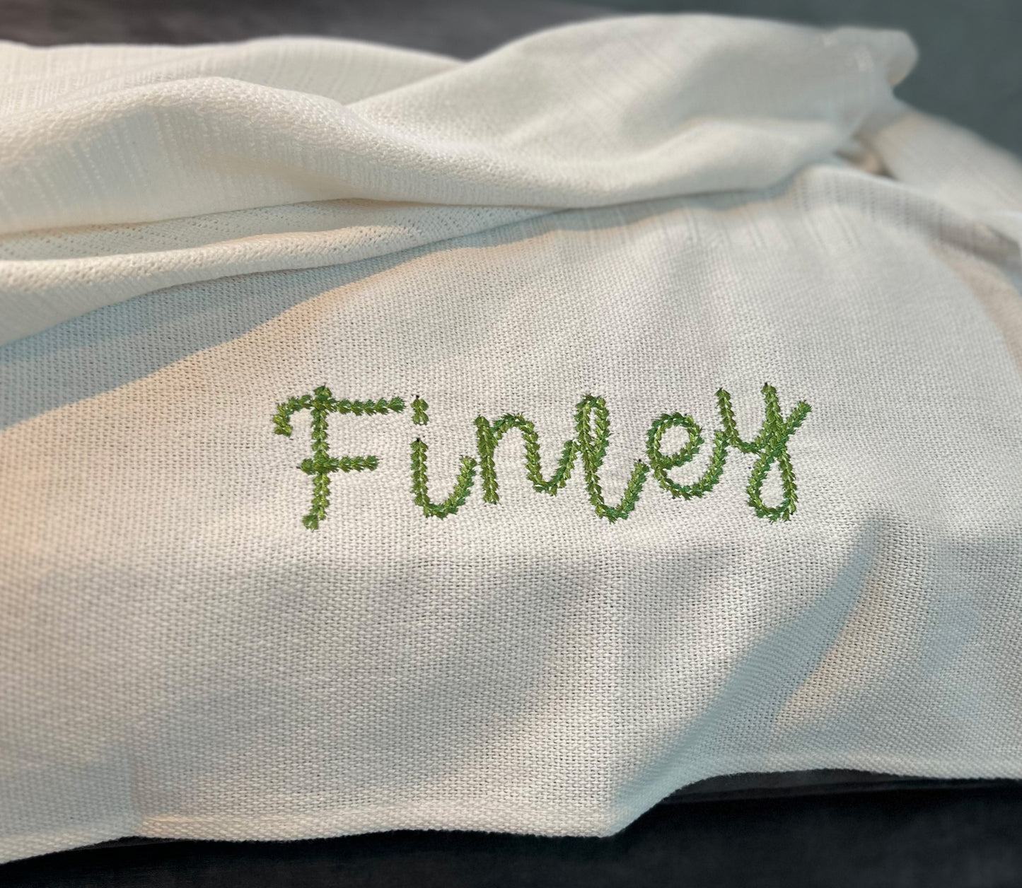 Personalised White Cellular Baby Blanket