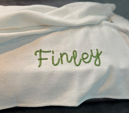 Personalised White Cellular Baby Blanket