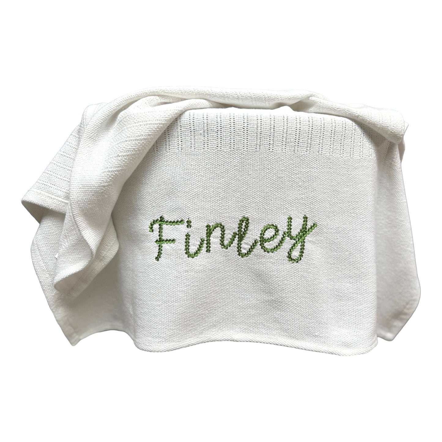 Personalised White Cellular Baby Blanket
