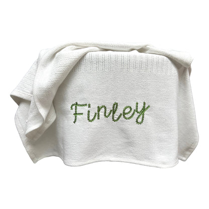 Personalised White Cellular Baby Blanket