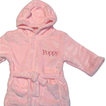 Personalised Pink Hooded Dressing Gown With Ears