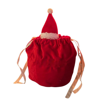 Personalised Red Drawstring Bag with Santa Hat